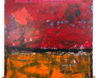 Lot 561 Abstract Modern DENNIS SAKELSON Painting on Canvas.