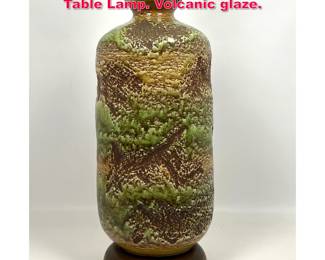 Lot 303 Vintage Mid Century Modern Pottery Table Lamp. Volcanic glaze.