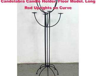 Lot 606 Tall Highly Sculptural Black Metal Candelabra Candle Holder. Floor Model. Long Rod Uprights on Curve