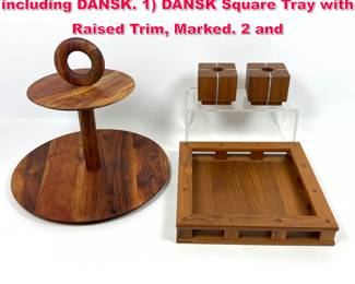 Lot 401 4pc Danish Teak Modern Design including DANSK. 1 DANSK Square Tray with Raised Trim, Marked. 2 and