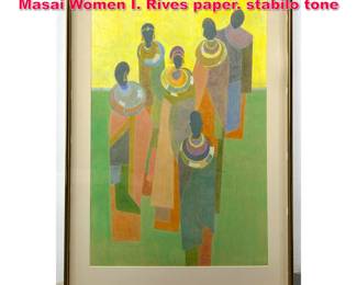 Lot 581 Renee Frank Painting on Paper. The Masai Women I. Rives paper. stabilo tone