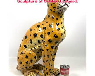 Lot 13 Italian Glazed Pottery Figure Sculpture of Seated Leopard.