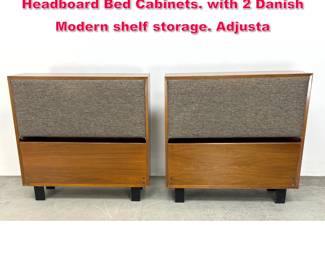 Lot 525 Pair George Nelson Herman Miller Headboard Bed Cabinets. with 2 Danish Modern shelf storage. Adjusta