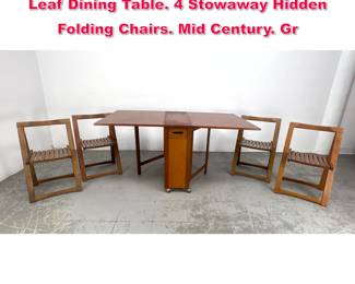 Lot 518 Vintage Danish Modern Teak Drop Leaf Dining Table. 4 Stowaway Hidden Folding Chairs. Mid Century. Gr