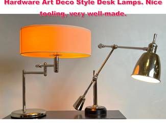 Lot 464 2pcs Table Lamps. Restoration Hardware Art Deco Style Desk Lamps. Nice tooling, very wellmade.