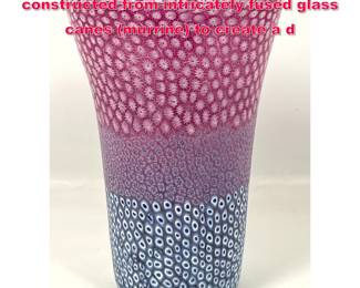 Lot 62 Italian Fused Art Glass Vase. constructed from intricately fused glass canes murrine to create a d