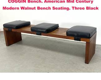 Lot 208 MILO BAUGHMAN for THAYER COGGIN Bench. American Mid Century Modern Walnut Bench Seating. Three Black