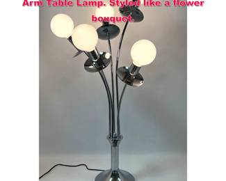 Lot 241 Robert Sonneman Style Chrome 5 Arm Table Lamp. Styled like a flower bouquet.