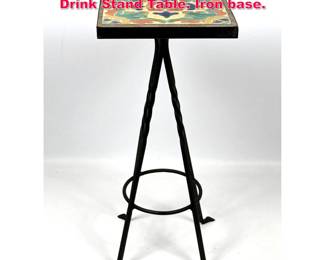 Lot 114 California Mission Catalina Tile Top Drink Stand Table. Iron base.