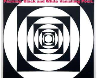 Lot 347 TIM RAY FISHER Modernist OP ART Painting. Black and White Vanishing Point.