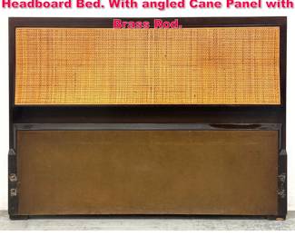 Lot 552 Paul McCobb Calvin Full Size Headboard Bed. With angled Cane Panel with Brass Rod.