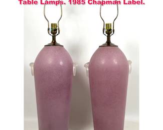 Lot 235 Pair Large Murano Scava Glass Table Lamps. 1985 Chapman Label.