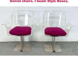 Lot 453 Pair Pace Lucite and Aluminum Swivel chairs. I beam Style Bases.