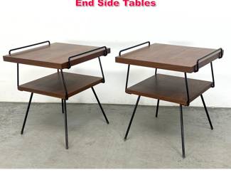 Lot 207 Pair Tony Paul Style Walnut and Iron End Side Tables