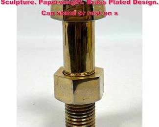 Lot 19 Oversized Nut and Bolt Modernist Sculpture. Paperweight. Brass Plated Design. Can stand or rest on s