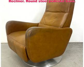 Lot 549 Modernist Leather Lounge Chair Recliner. Round steel pedestal base.