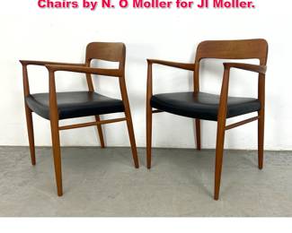 Lot 424 Pair Vintage Danish Modern Dining Chairs by N. O Moller for Jl Moller.