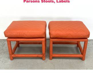 Lot 487 Pair Milo Baughman Thayer Coggin Parsons Stools, Labels