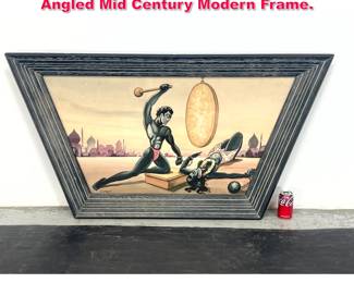 Lot 222 CARLO 50s Modern Painting in Angled Mid Century Modern Frame.