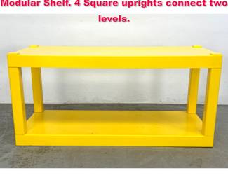 Lot 550 Mid Century Modern Yellow Plastic Modular Shelf. 4 Square uprights connect two levels.