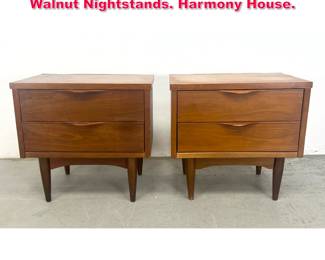 Lot 315 Pair Mid Century Modern American Walnut Nightstands. Harmony House.