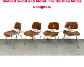 Lot 431 Set 4 Charles Eames DCM Chairs. Molded wood and Metal. For Herman Miller unsigned.