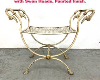 Lot 482 Regency style Iron Vanity Bench with Swan Heads. Painted finish.