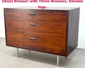 Lot 6 Founders Jack Cartwright Rosewood Chest Dresser with Three Drawers. Chrome legs.