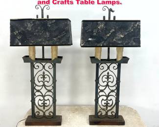 Lot 607 Pair Large Spanish Revival or Arts and Crafts Table Lamps.