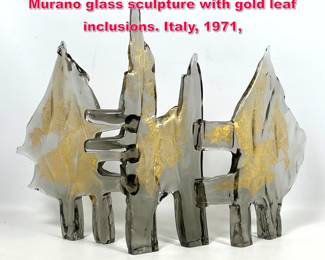 Lot 14 Luciano Gaspari for Salviati Abstract Murano glass sculpture with gold leaf inclusions. Italy, 1971,