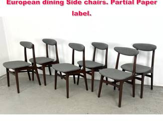 Lot 501 Set 6 Mid Century Modern Eastern European dining Side chairs. Partial Paper label.