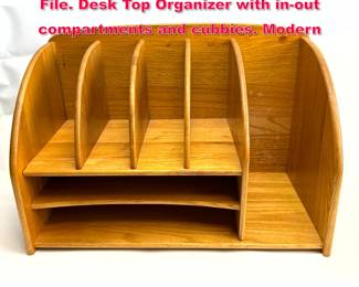 Lot 193 MCM Teak Desk Organizer. Paper File. Desk Top Organizer with inout compartments and cubbies. Modern