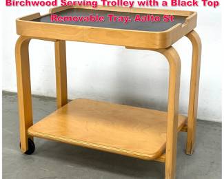 Lot 320 Carina Bengs Ikea Brunabo Bent Birchwood Serving Trolley with a Black Top Removable Tray. Aalto St