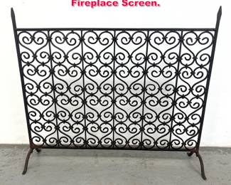 Lot 140 Heavy Wrought Iron Scroll Form Fireplace Screen.