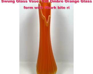 Lot 296 L.E. SMITH Mid Century Bittersweet Swung Glass Vase. Tall Ombre Orange Glass form with Shark bite ri