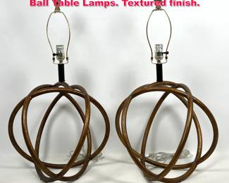 Lot 323 Pair of Decorative Intersecting rod Ball Table Lamps. Textured finish.