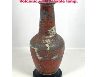 Lot 334 Vintage Mid Century Modern Volcanic glazed table lamp.