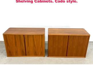 Lot 413 2pcs Danish Modern 2 Door Modular Shelving Cabinets. Cado style.