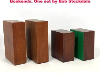 Lot 394 2 Pairs of Artisan Walnut Wood Bookends. One set by Bob Stockdale