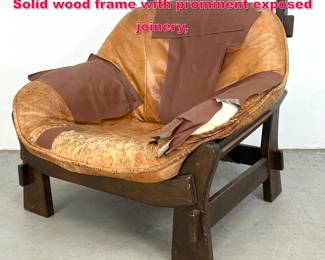 Lot 488 French Maison Regain Lounge Chair. Solid wood frame with prominent exposed joinery,
