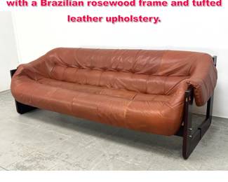 Lot 274 Percival Lafer MP97 threeseat sofa with a Brazilian rosewood frame and tufted leather upholstery.