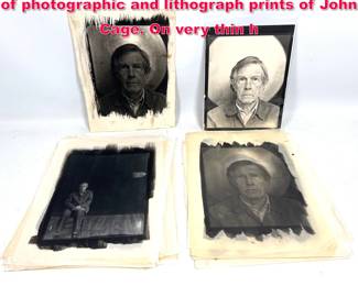Lot 259 30 John Cage portraits. Grouping of photographic and lithograph prints of John Cage. On very thin h