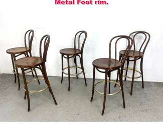 Lot 483 Set 5 Thonet Style Bar Stools with Metal Foot rim.
