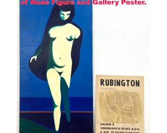 Lot 333 2pcs NORMAN RUBINGTON. Painting of Nude Figure and Gallery Poster.