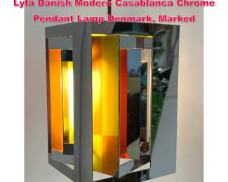 Lot 45 60s Vintage Simon Henningsen for Lyfa Danish Modern Casablanca Chrome Pendant Lamp Denmark, Marked