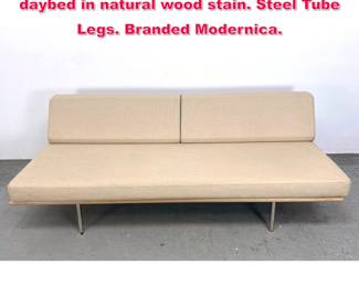 Lot 269 Modernica Case Study Straight Leg daybed in natural wood stain. Steel Tube Legs. Branded Modernica.