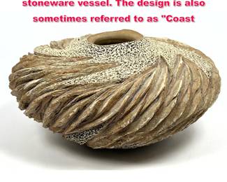 Lot 24 Large Anne Goldman Wind Drift stoneware vessel. The design is also sometimes referred to as Coast