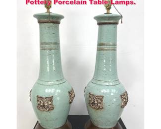 Lot 195 Pair James Mont Style Asian Form Pottery Porcelain Table Lamps.