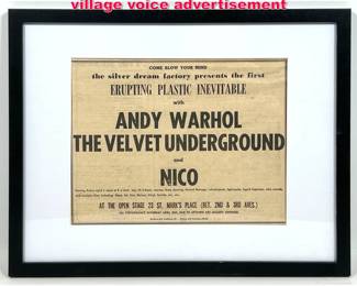 Lot 247 Warhol plastic Inevitable 1966 village voice advertisement