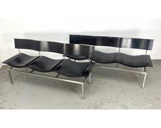 Lot 477 Pair Allermuir 3 seat Wave Benches.